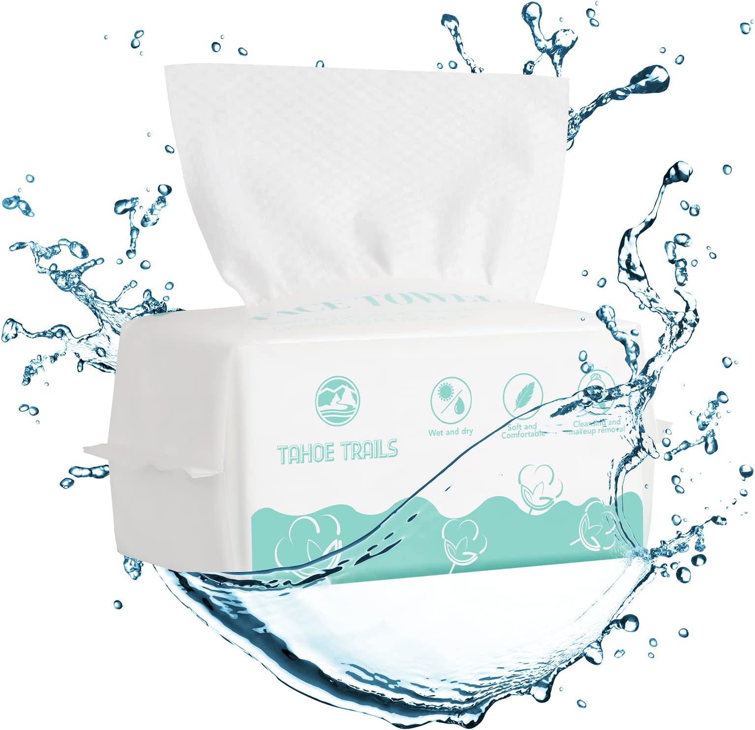 Tahoe Trails Disposable Face Towel, Soft Dry Wipe, Lint Free, Dry Wet Use for Sensitive Skin, 80Count Cotton Facial Tissue, Makeup Removing, Surface Cleaning 5.91 * 7.87inch, 80