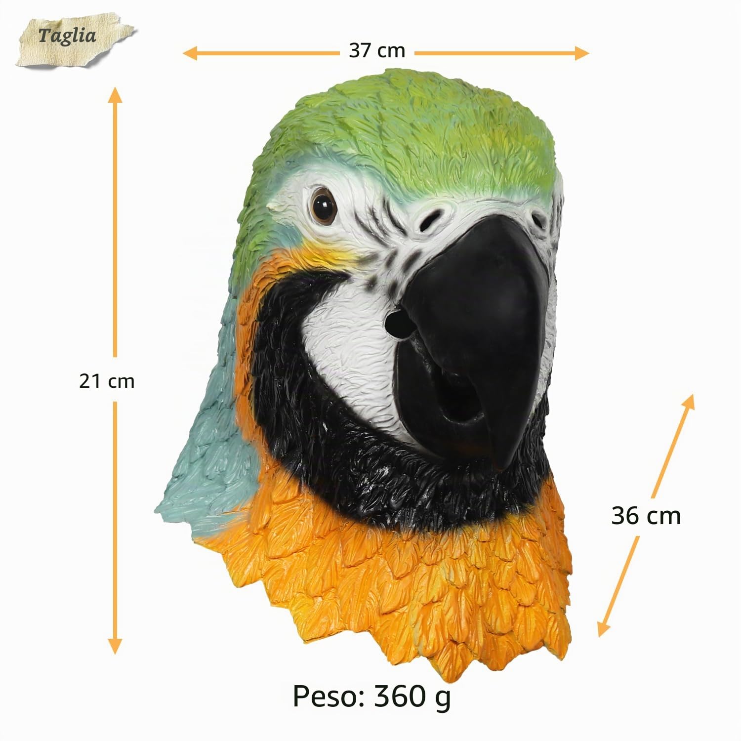 Maschera per pappagallo e costume per animali in lattice, traspirante, per carnevale, Halloween, design a piume 3D, per maschere e mercatini di Natale, per adulti (taglia unica)