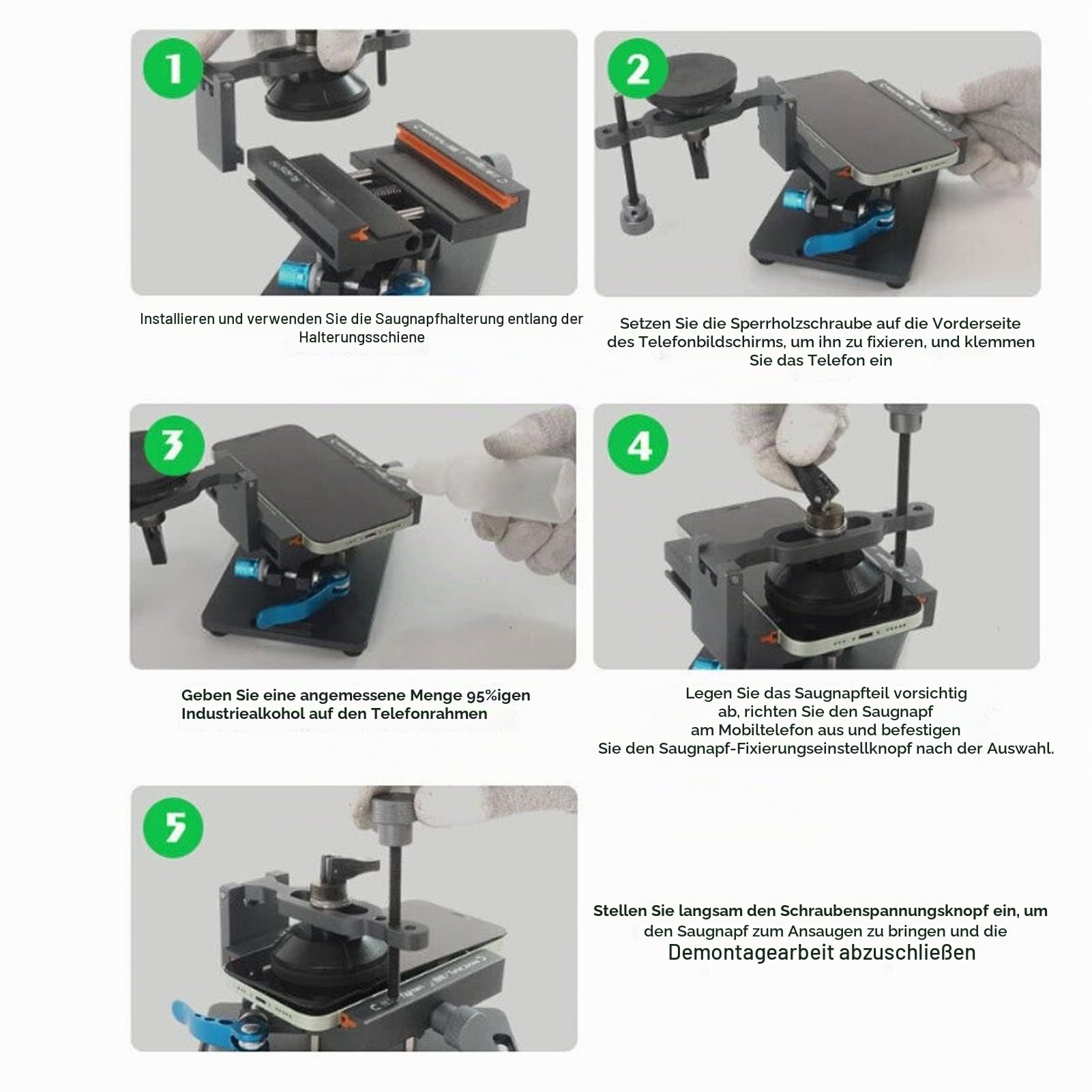 LCD-Bildschirm-Trennmaschine mit Saugnapf, Handy-Bildschirmöffner, 360° Drehbare Halterung, Schraubknopf-Einstellung, für die Universelle Reparatur Mobiler Bildschirme