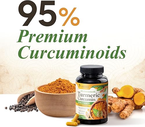 Miniatura 7 de Suplemento de curcumina de cúrcuma de 1500 mg, pimienta negra orgánica tumérica y bioperina para una mejor absorción con 95% de curcuminoides, apoyo