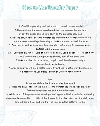 Miniatura 6 de Puocaon Papel de transferencia para arcilla polimérica, 4 diseños, 20 piezas de papel de transferencia retro de arcilla de flores para aretes de