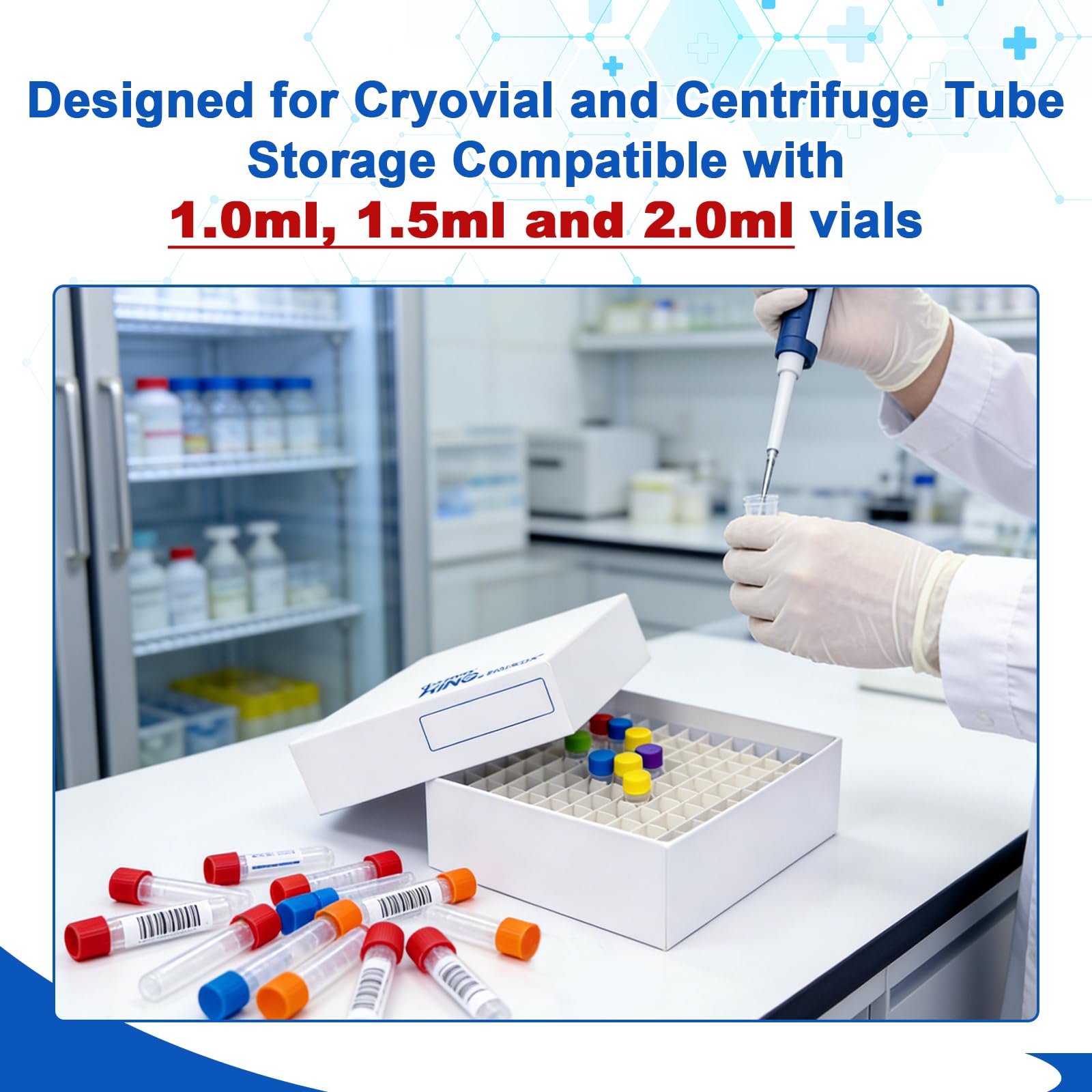 Caja de cartón criogénica para congelador, caja de almacenamiento de microtubos de 5 cm, caja de almacenamiento de microtubos de 100 pozos, caja de 20 unidades