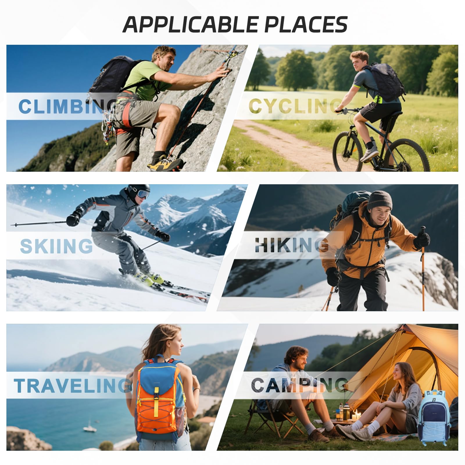 TINYAT Wanderrucksack für Damen und Herren, wasserabweisend, Reiserucksack, Trekkingrucksack, Tagesrucksack, für Camping, Klettern, Sport, Blau/T109433-1, 15L/T109433-1BL
