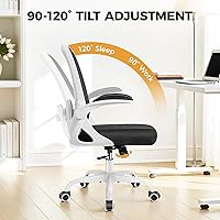 Vista 5 de Primy Silla de escritorio ergonómica con soporte lumbar 3D ajustable y altura, cómoda silla de computadora de malla con reposabrazos abatibles
