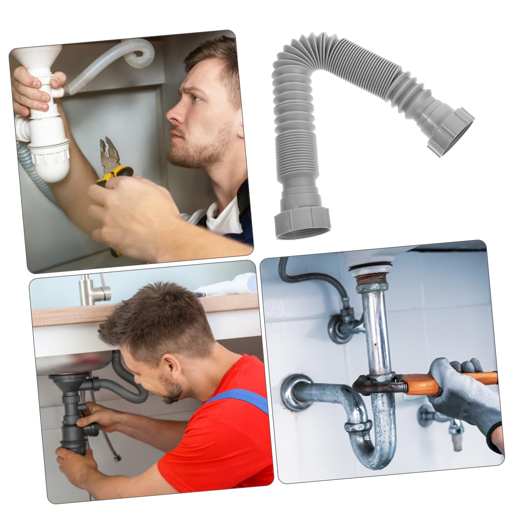 HOMSFOU 3 Set Scarico Del Lavandino Tubo Per La Pulizia Dello Scarico Scovolini Drenare Drenaggio Tappi Per Lavelli Svuotare Il Lavello Universale Tubo Kit Plastica Grey 2 Pezzi*3