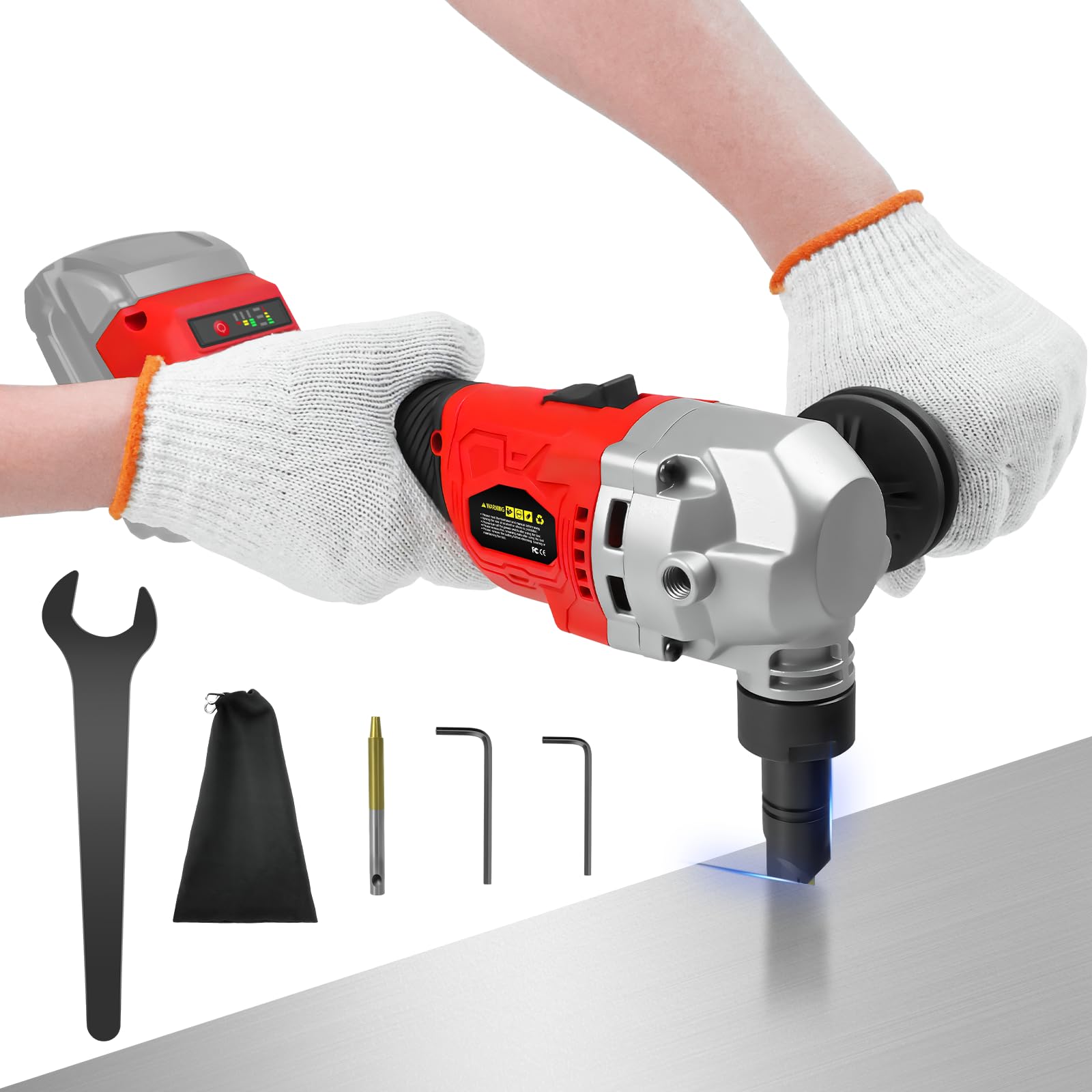 Nibbler de metal inalámbrico para batería Milwaukee de 18 V, cortador de metal sin escobillas con 3 velocidades, cortador eléctrico de acero para acero inoxidable, aluminio, 30000 RPM, bolsas
