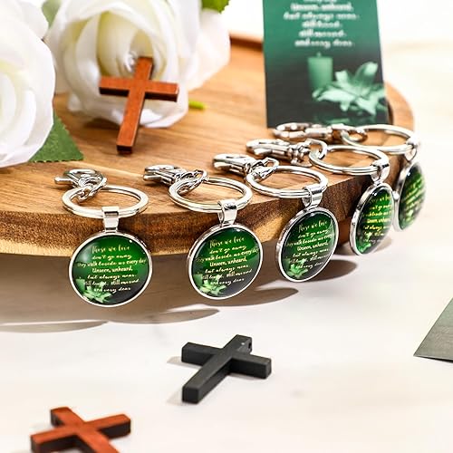 Miniatura 31 de Junkin Recuerdos funerarios para invitados, incluyendo llavero de oración, tarjetas de oración, bolsas de organza para celebración conmemorativa