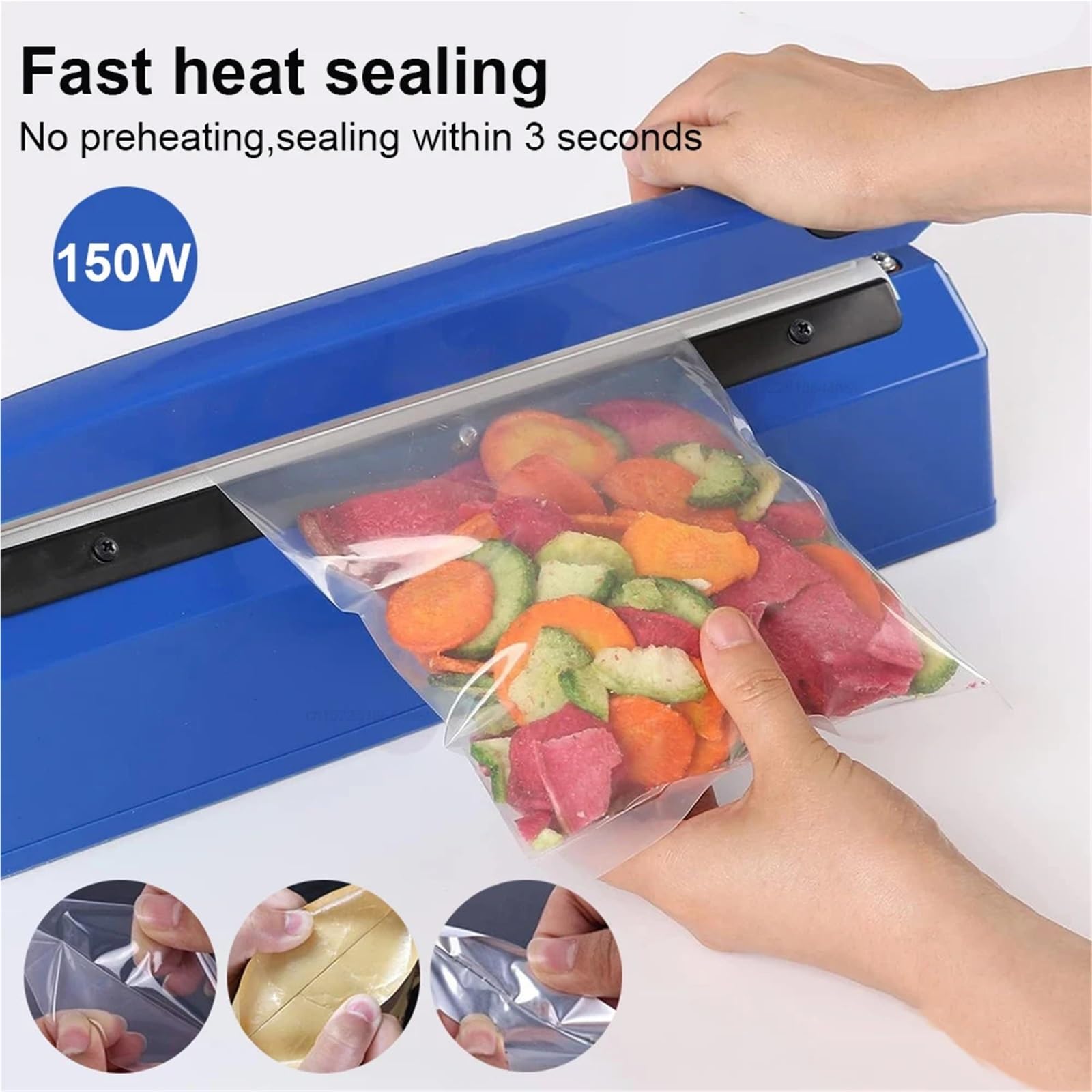 Macchina Sottovuoto, Sigillatore Per Sacchetti Di Plastica Termosaldatrice A Pressione Manuale Imballaggio Termico Per Alimenti Per Borse,per Verdura, Frutta, Carne(100mm)