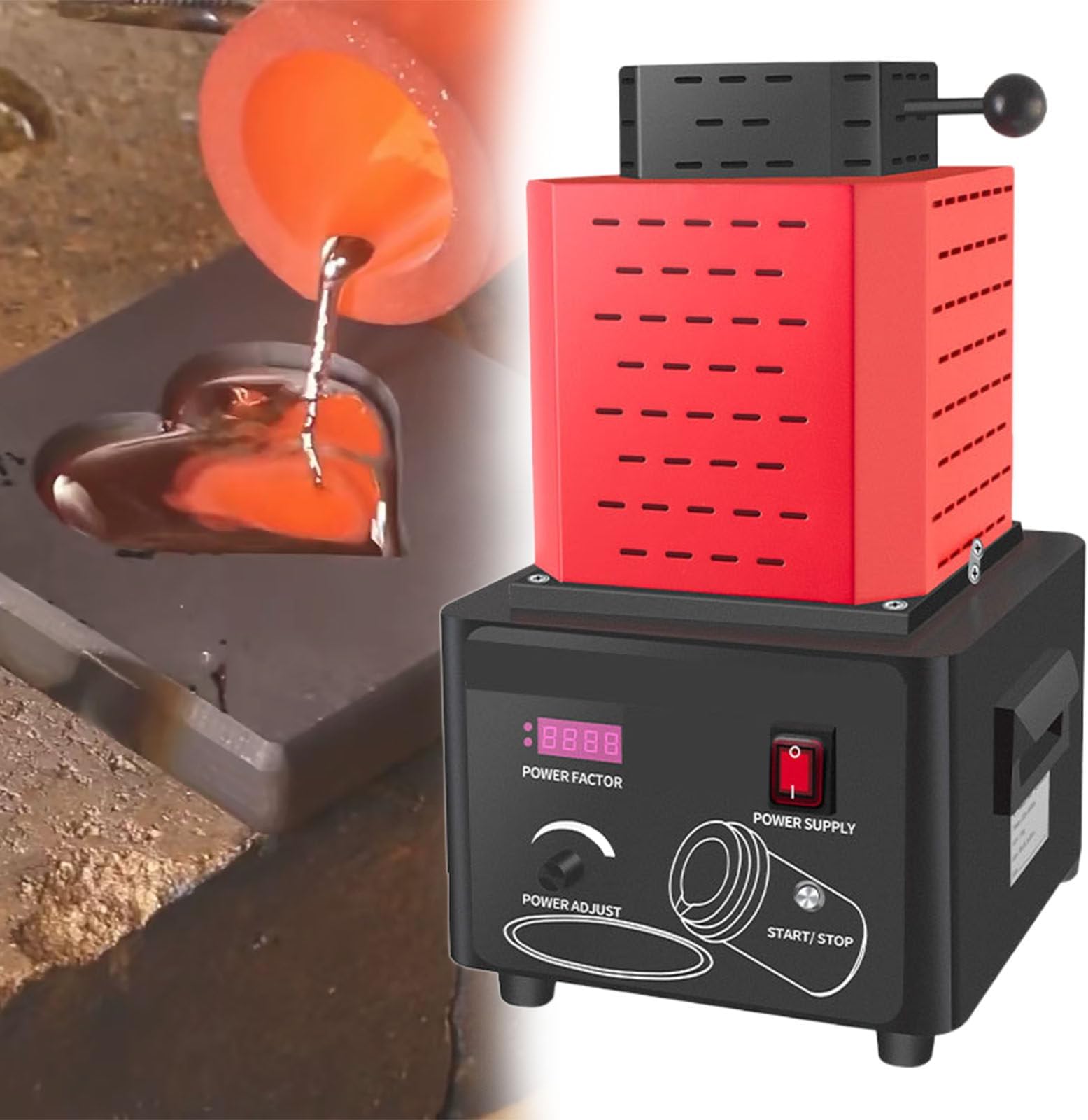 Gold Melting Furnace, 3 KG Electric Digital Smelting Furnace 5000W 1600℃ Smelter Kiln Kit, for Melt Scrap, Silver, Gold, Copper, Aluminum