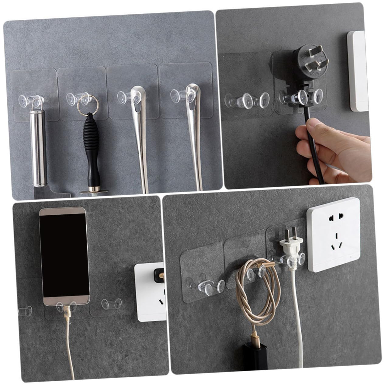 DOITOOL 4 Set Gancio Della Presa Di Corrente Ganci Elettrici Accumulo Di Energia A Parete Cavo Organizzatori Scrivania Organiser Scrivania Porta Spina Ganci Portaoggetti A Muro 20 Pezzi*4