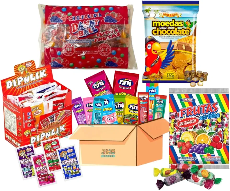 Kit Doces Pirulito Bala Chiclete Fini Moeda Chocolate Festa