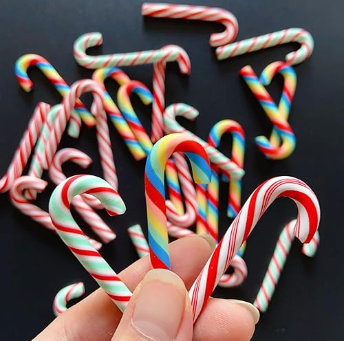 Miniatura 3 de Bastones de caramelo de arcilla de gran tamaño, bastones de caramelo rojo y blanco, bastón de caramelo de Navidad, mini polímero de arcilla suave,