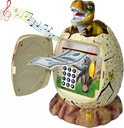 PhilaeEC Alcancía para niños y niñas, caja de ahorro de dinero para niños de 8 a 12 años de edad con contraseñas, cajero automático, banco