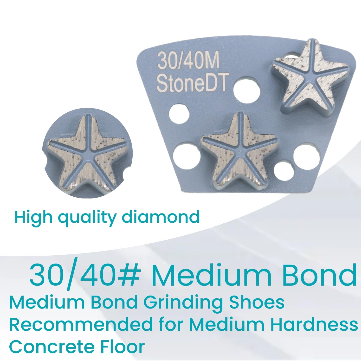 Trapezoid Concrete Floor Diamond Grinding Discs Compatible with ASL, Warrior, Iron Horse Grinders, Concrete Preparation & Thin Epoxy Remove,30/40 Grit Medium Bond, 9PCS