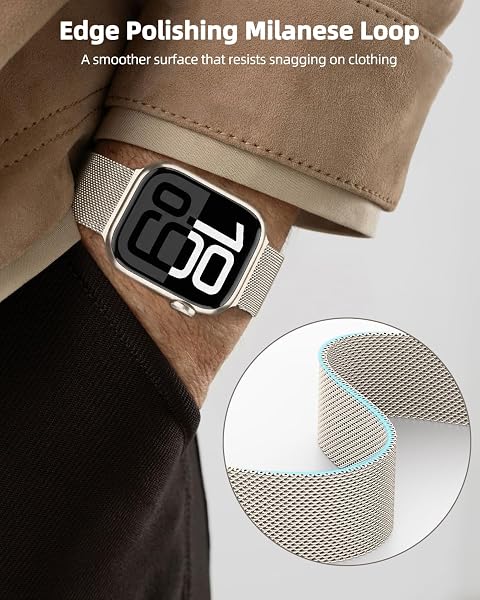 Higgs Strap Compatible with Apple Watch Straps 42mm 46mm 45mm 44mm 41mm 40mm 38mm 49mm for Women Men, Dual Magnetic Adjustable Metal Band for iWatch Series 11 10 9 8 7 6 5 4 SE Ultra 3 2 1 - 4