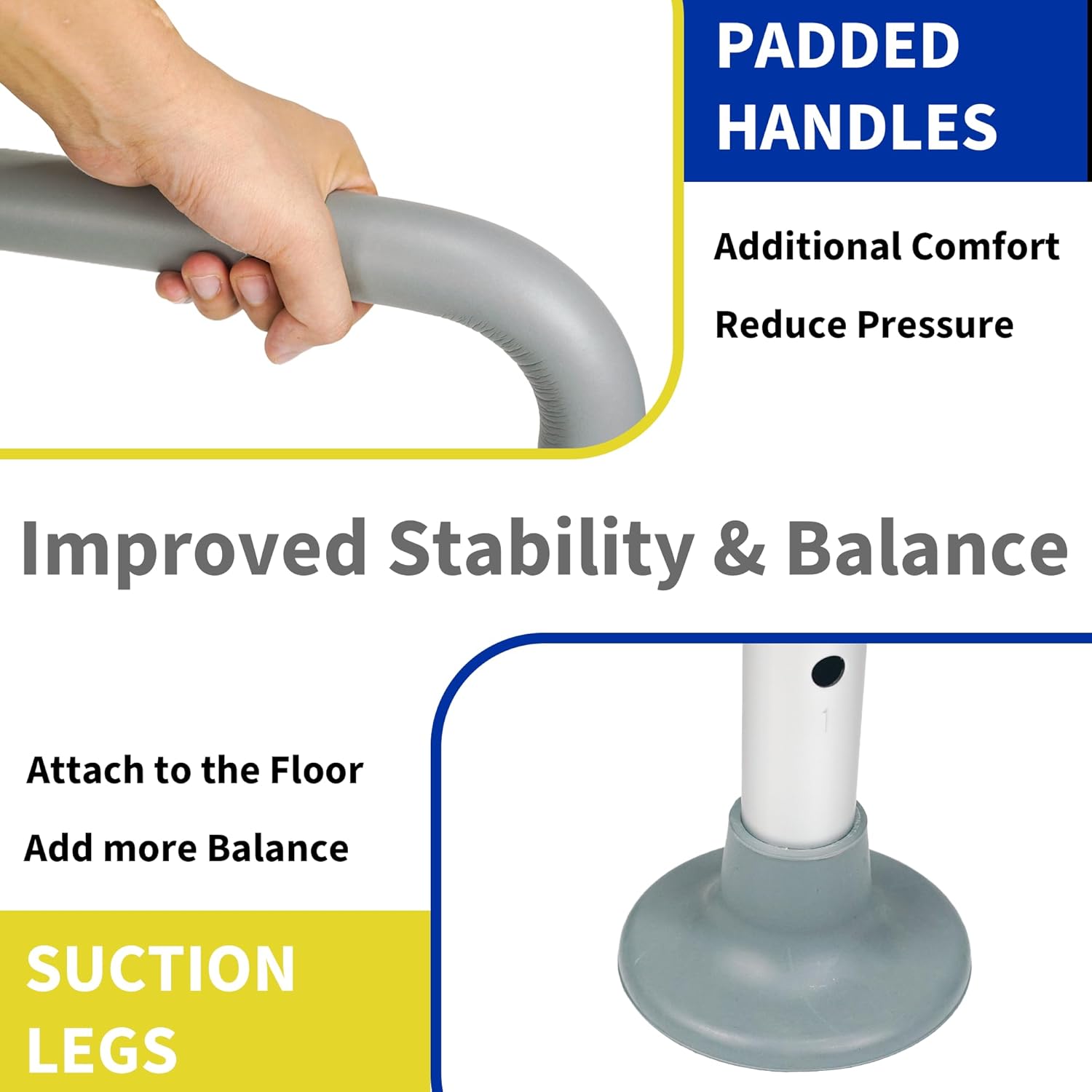 Toilet Safety Rails, Adjustable Toilet Rails for Elderly Adults Senior Disabled Handicap, Toilet Assistance Handles Safety Frames, Fit for Most Toilet, Foldable & Portable