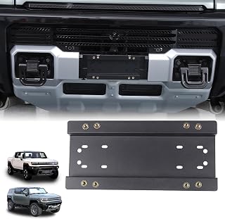 for Hummer EV Accessories License Plate Frame Bracket Holder Rear&Front for Hummer EV SUV Pickup 2022-2024 2025+ Steel License Plate Kit Bumper Car Tag Frame Mount Adapter with Screw (Front/1PC)