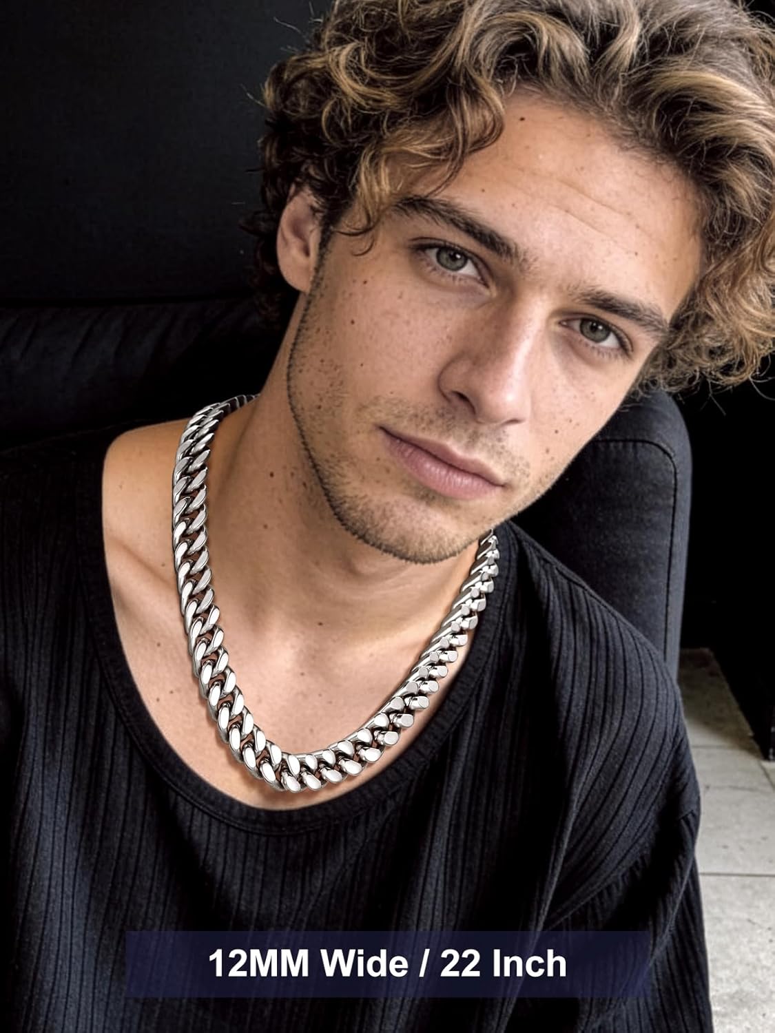 Bandmax Mens Stainless Steel Chain Necklaces 5MM/7MM/9MM/12MM Chunky Miami Cuban Link Chain Necklace Silver/Gold Plated/Black Chains for Men 18"-30"