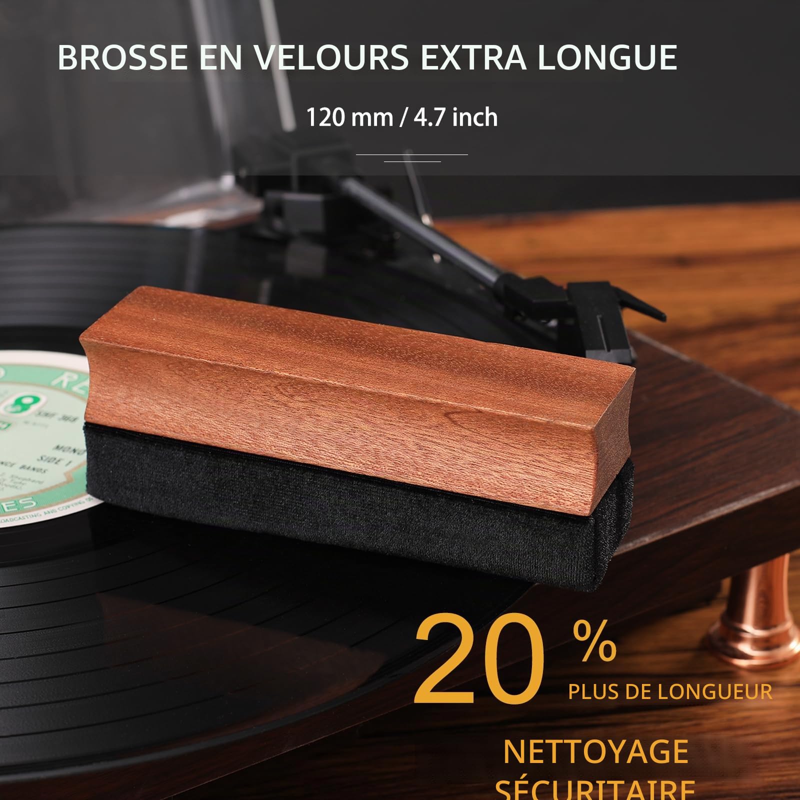 Kit de nettoyage de disque en vinyle Mopiano | Kit complet de nettoyage de disque vinyle 6-en-1 pour albums | Comprend une brosse en velours doux pour disques vinyles, liquide nettoyant pour LP