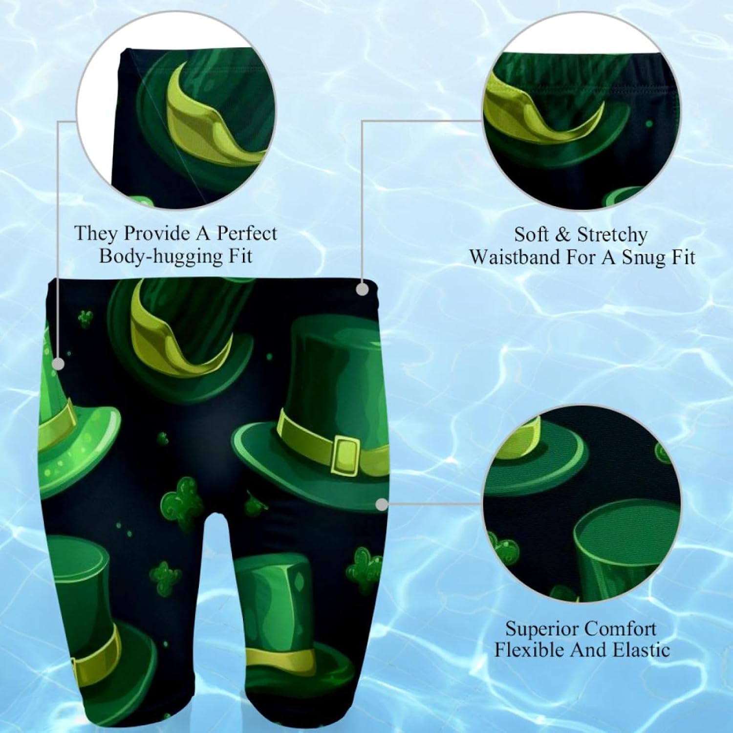 St Patrick's Day Jammer Swimsuit Mens Swim Jammers Endurance Long Racing Training Swimsuit