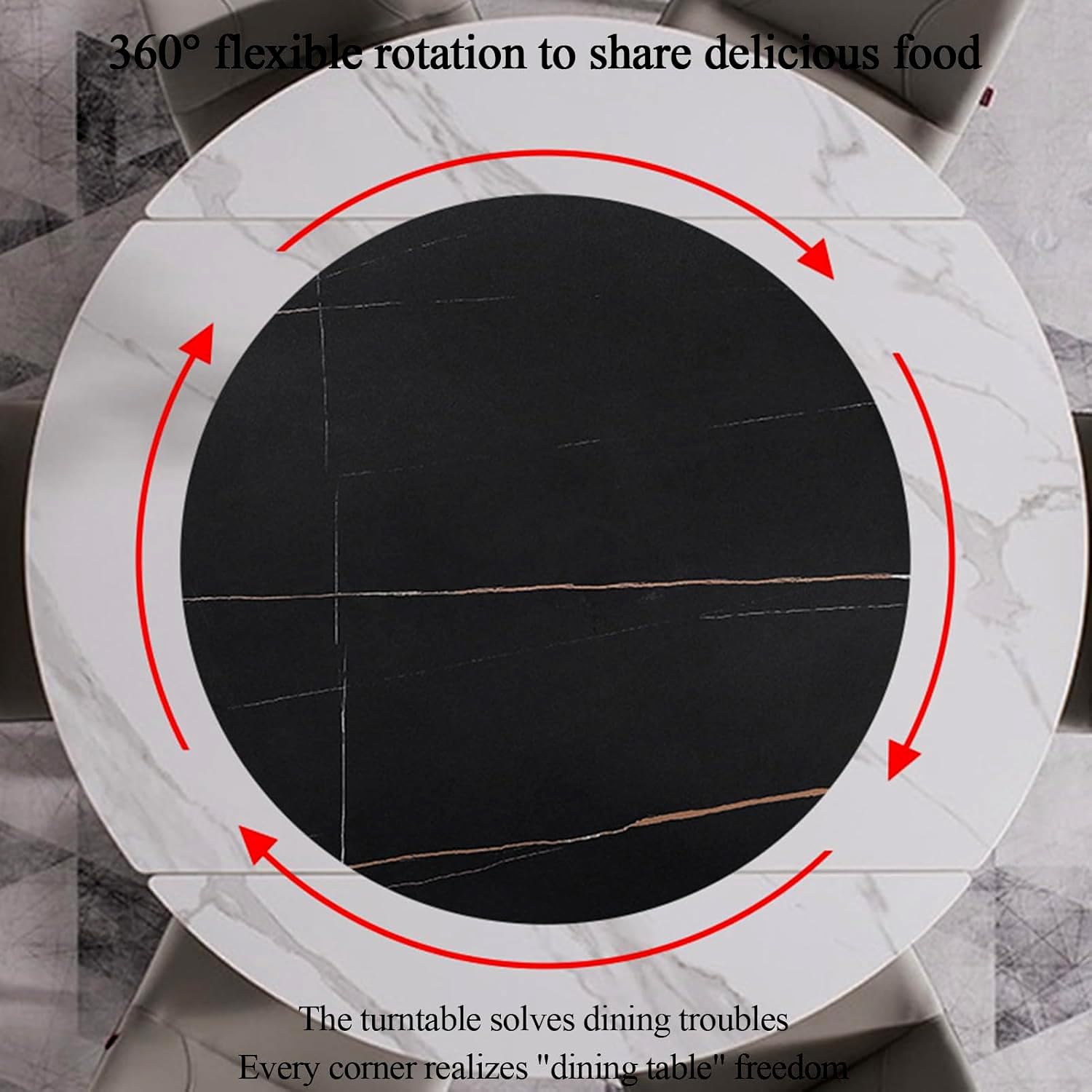 Grand Plateau Tournant Lazy Susan, Plateau Rotatif en Ardoise, Épaisseur 12 mm, Rotation Silencieuse à 360°, Facile à Nettoyer, Pas Facile à Vider(Yellow-Gray,70cm/28)
