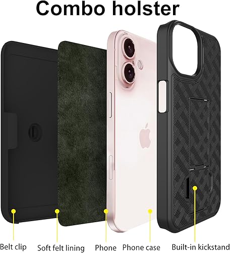 Miniatura 74 de Ailiber Funda compatible con iPhone 15 Pro Max, funda para iPhone 15 Pro Max con lente de cámara y protector de pantalla, soporte giratorio