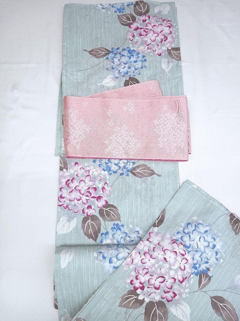 綿麻浴衣 トールサイズ 裄70cm 紫陽花 身丈 170cm 袖丈 49cm 裄 70cm 前巾