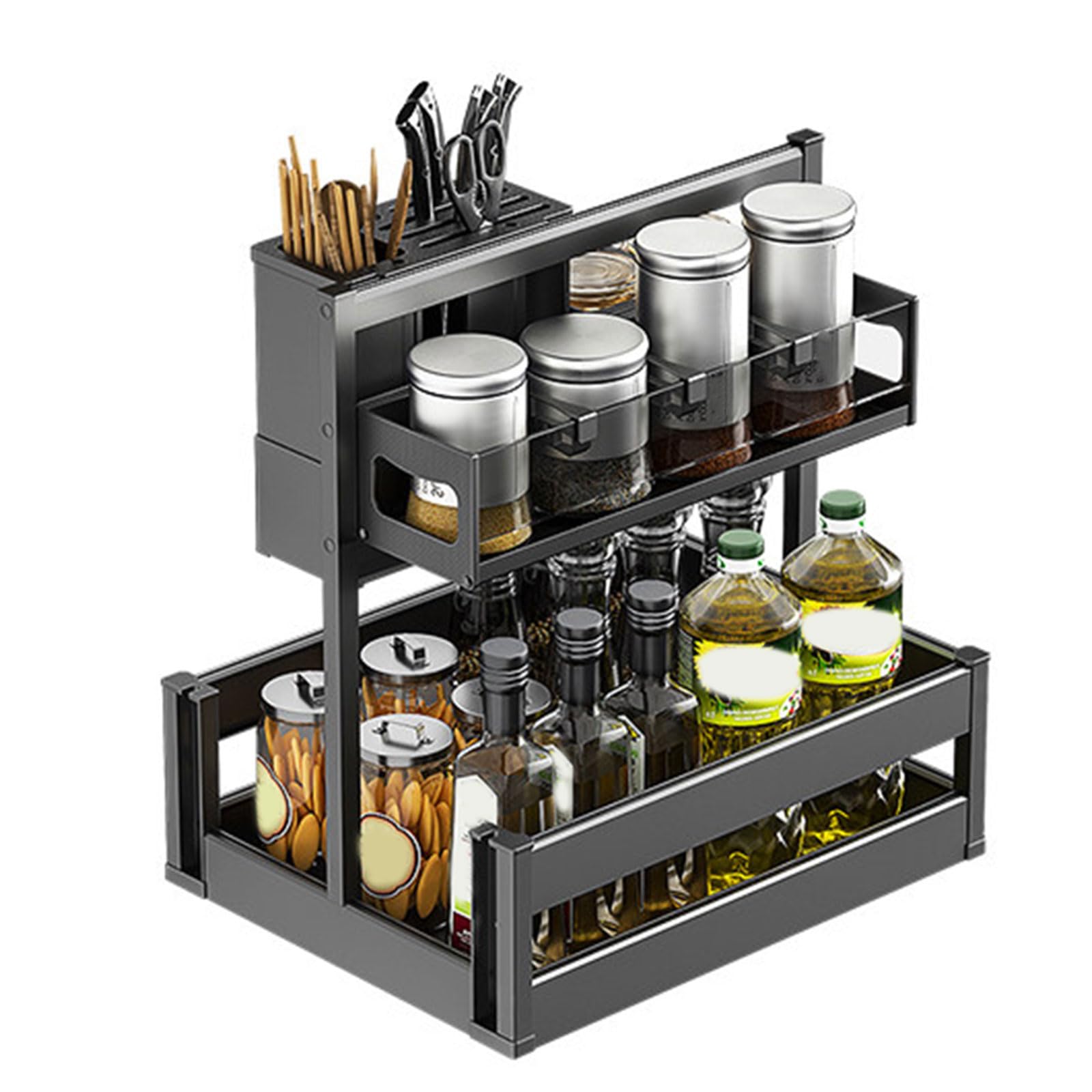 Organizador de especias de 2 niveles para un armario de cocina impecable