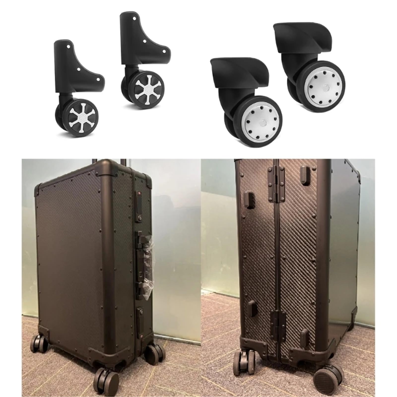 Ruedas de Repuesto para Equipaje de Alta Resistencia - 1 par de Ruedas giratorias de 360° para Maletas y carritos (3TT911571-12)