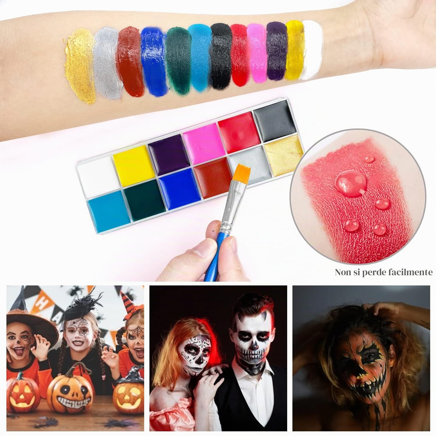 immetee Kit di trucco SFX, trucco di Halloween di pittura del corpo del viso di effetto speciale, sangue finto halloween, trucchi halloween(nuovo kit trucco halloween)