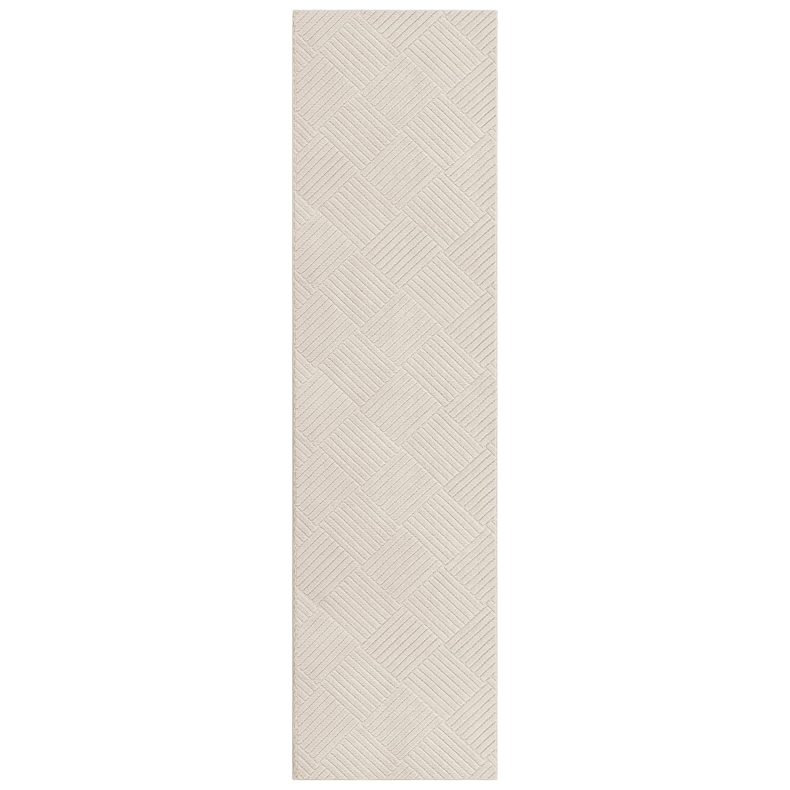 Lang Läufer Flur 80 x 300 cm Beige Waschbar rutschfest | Kurzflor Küchen Teppiche Matte Weicher, 3D Effekt Moderner Carpet für Eingang, Schlafzimmer, Wohnzimmer und Esszimmer