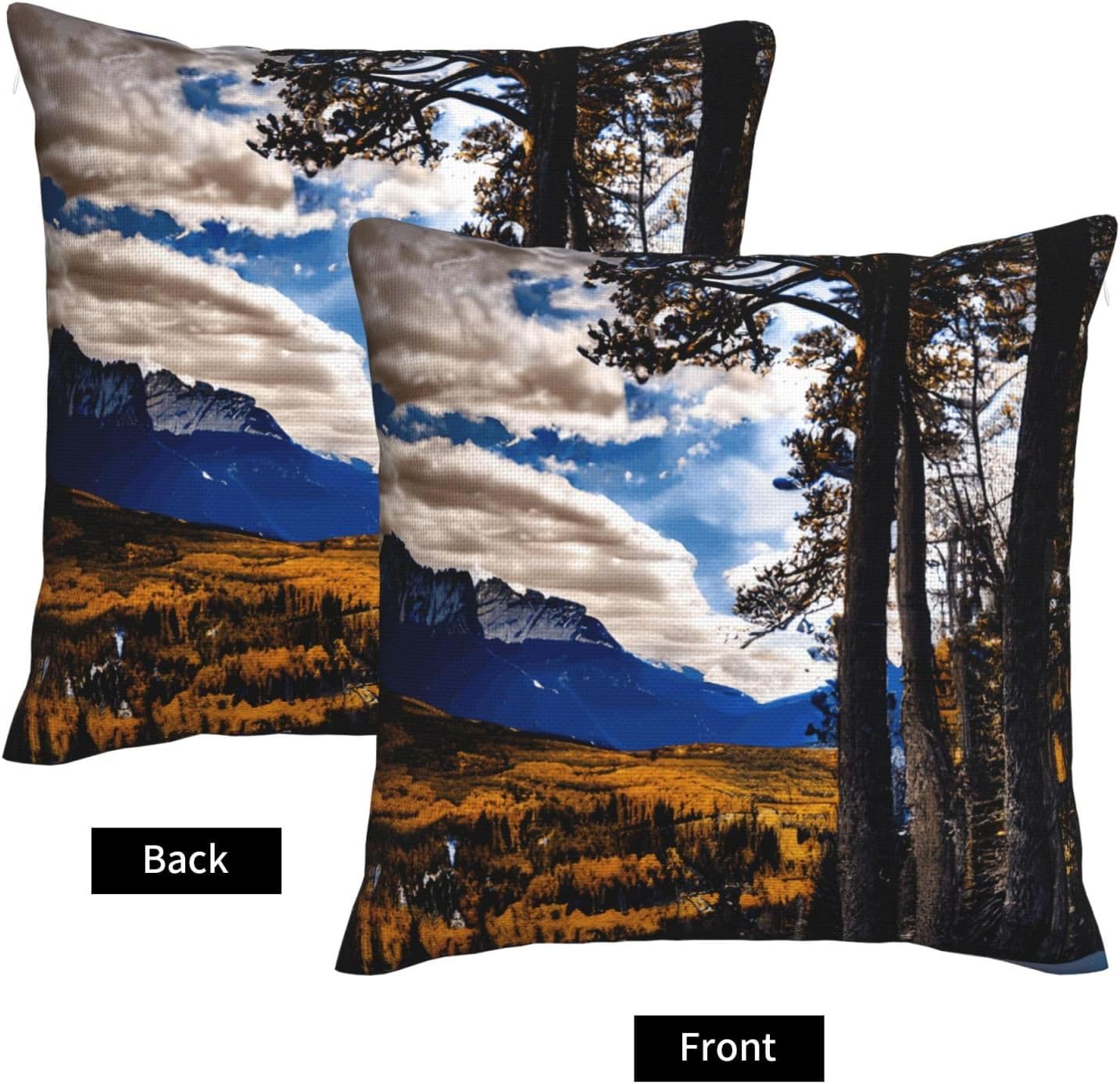 Rocky Mountain Range Imitation Linen Pillowcase -2 Sets, Fashionable Home Decoration, Used for Sofas, Gardens, beds
