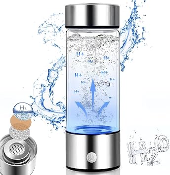 Hydrogen Water Bottle Generator, Portable USB Charging Rich Hydrogen Water Purifier Filter Glass Cup, 420ML, Rapid hydrogen production 1500PPB, Hydrogen Water Machine, For Home Office Travel