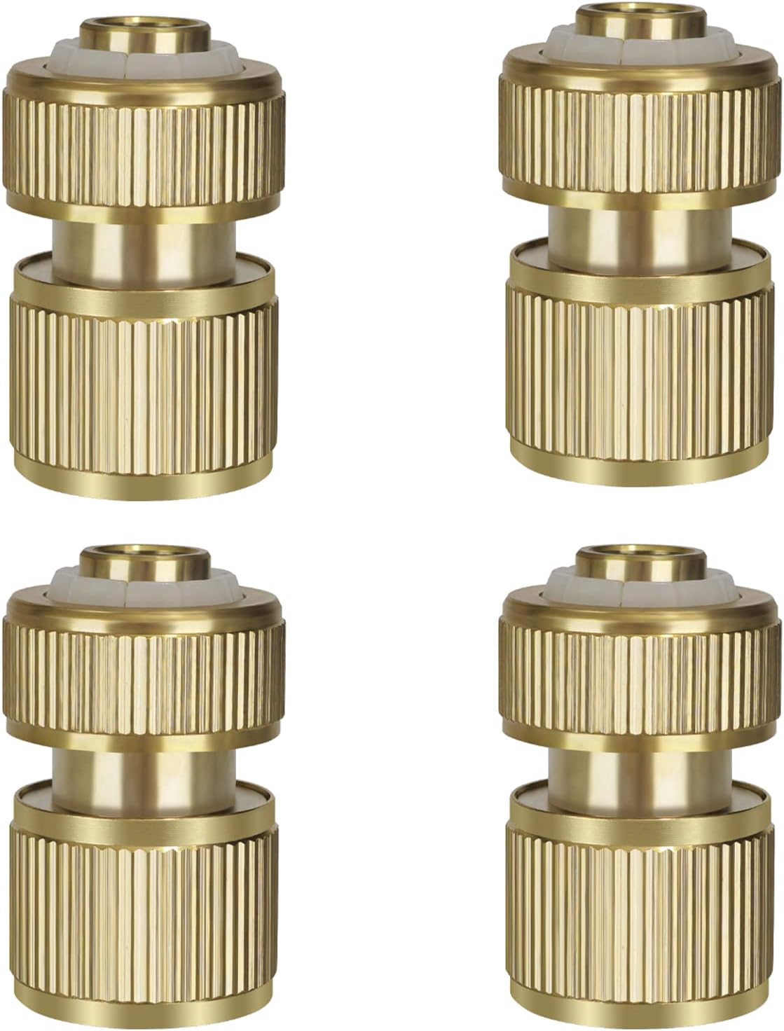 4 pc Brass Hose Quick Connector, 1/2 inch Expandable Garden Hose Faucet Connector and Adapter