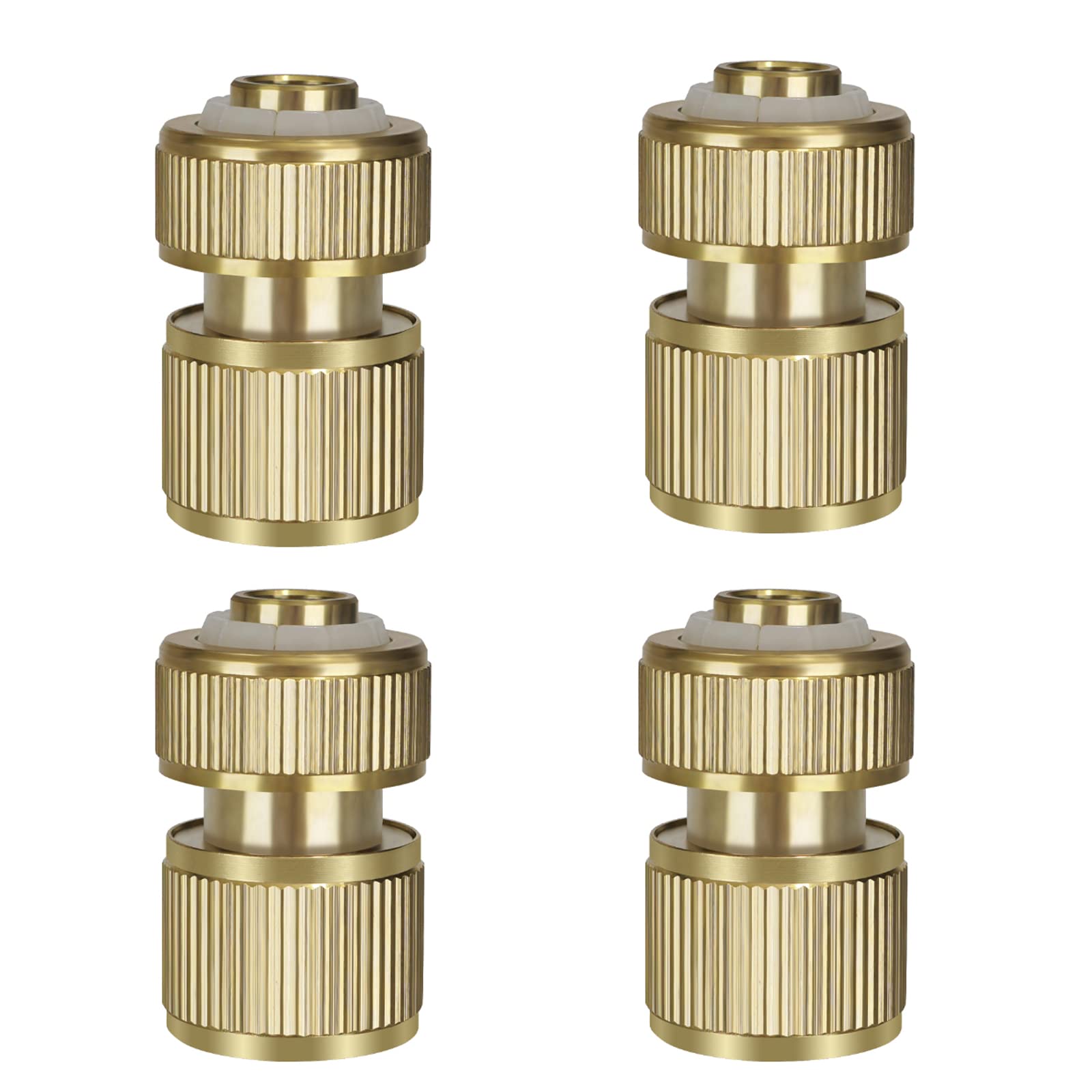 iBamso 4 pc Brass Hose Quick Connector, 1/2 inch Expandable Garden Hose Faucet Connector and Adapter
