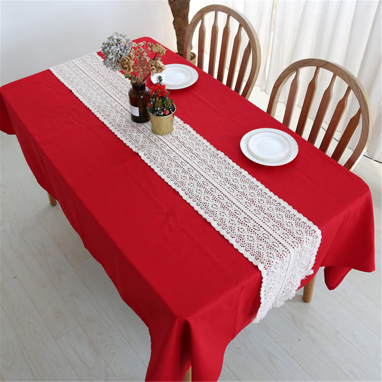 Eleganter Makramee Tischläufer Mit Quasten Für Rustikales Hochzeits-/Party, Häkelspitze,Baumwolle Hohle Tischdecke Im Boho-Stil,Weiß,24x210cm