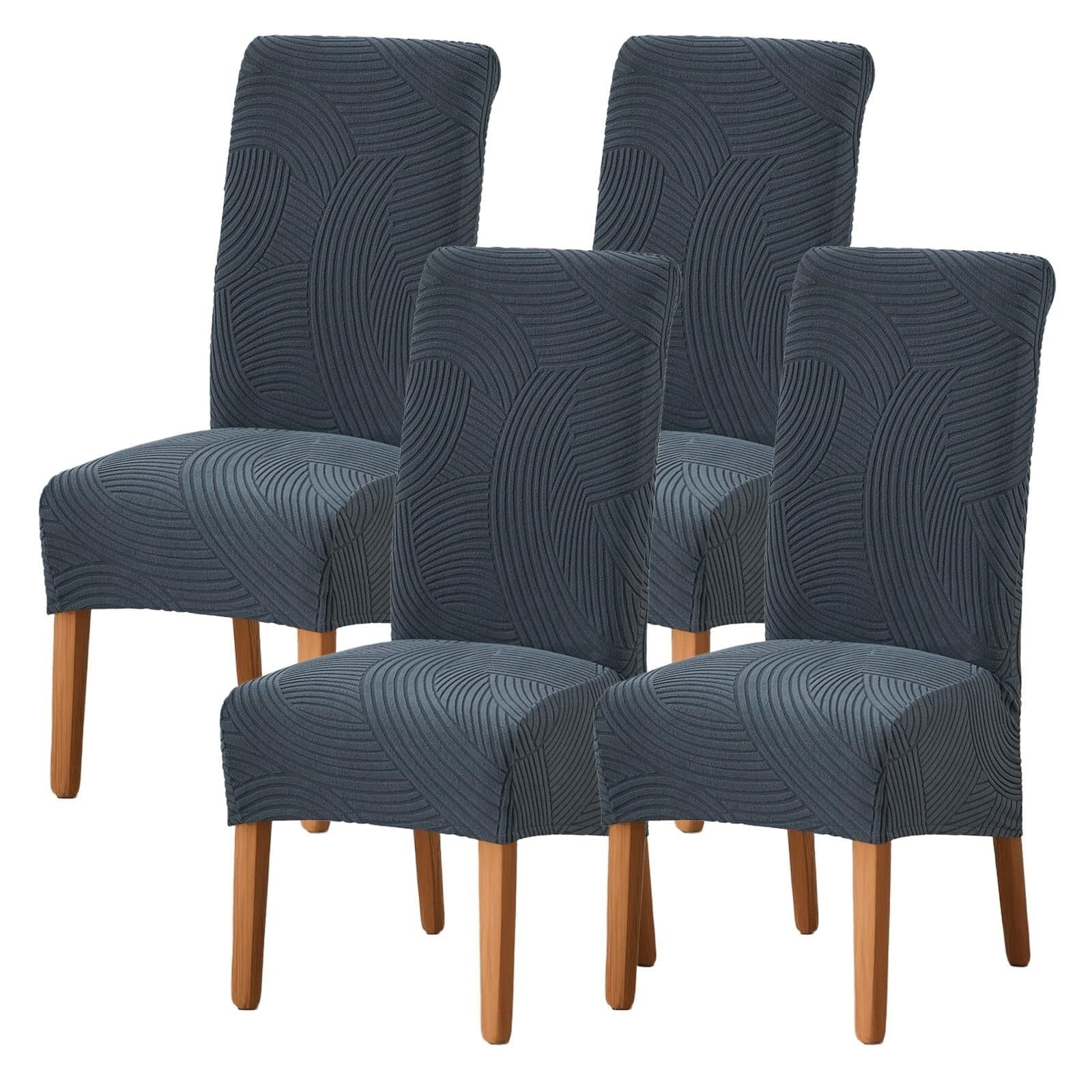 NMVAWIPT High Back Stretch Jacquard Dining Chair Covers, Removable Washable Protectors For Home Restaurant Kitchen Party Hotel(#4,4 Set)