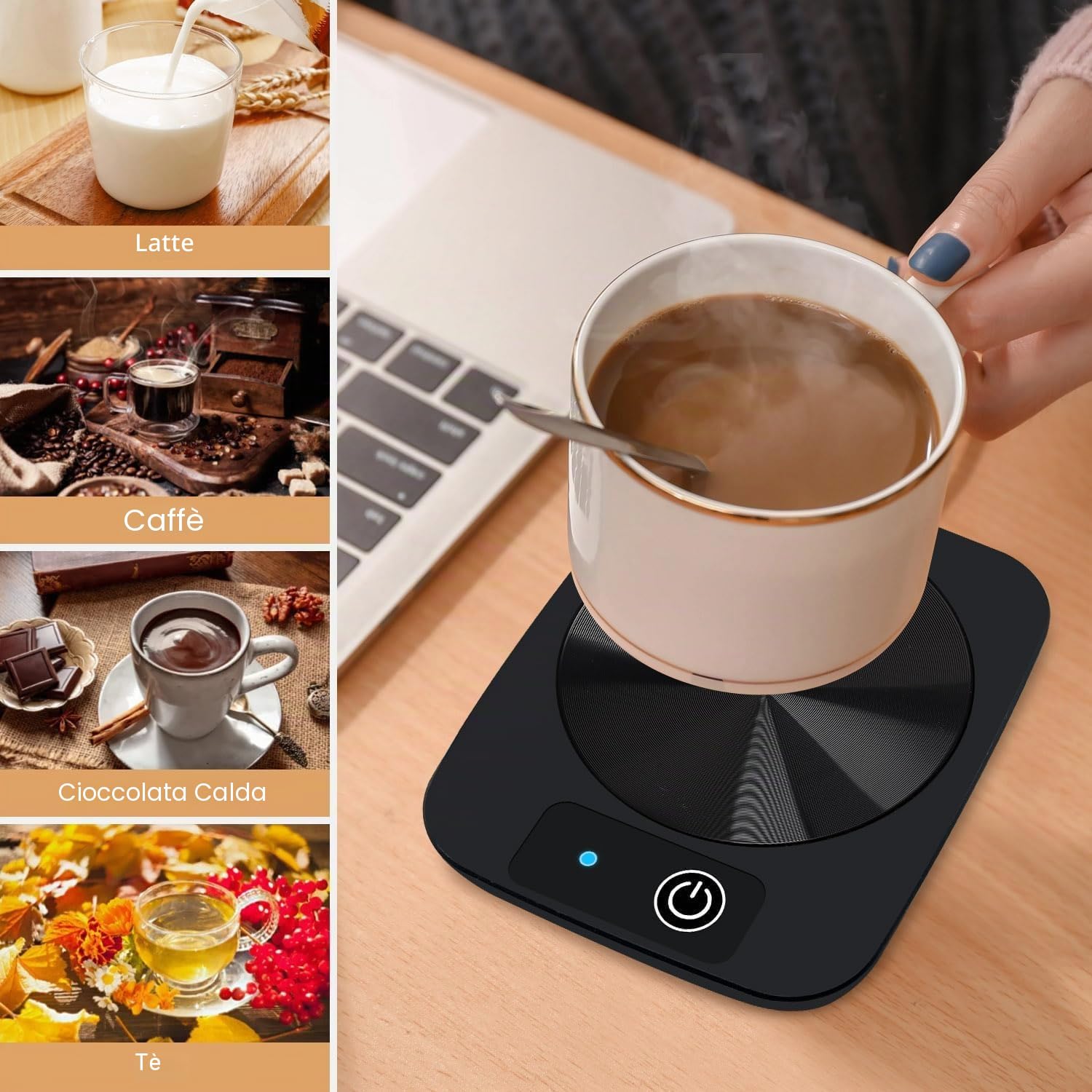 Azyh scaldabagno elettrico da scrivania a 55 °C, ideale per caffè, latte, tè, cacao, candela, regali per amanti del caffè