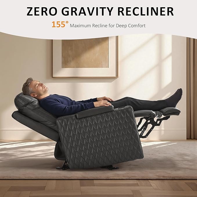 Sillón Eléctrico Reclinable Oversized Cuero Sintético Gris Oscuro miniatura 5