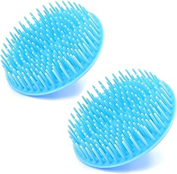 2 Pack Hair Scalp Massager Shampoo Brush Shower Head Scrubber Cleanser Massage Comb for Hair Growth Ease Dandruff Removal and Head Relaxation for Women and Men or Pets Blue