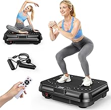 Vibration Plate Exercise Machine - 9 Programs + 250 Intensity Levels - 2 Resistance Bands - for Lymphatic Drainage Weight Loss & Portable Vibrating Plate Exercise Machine