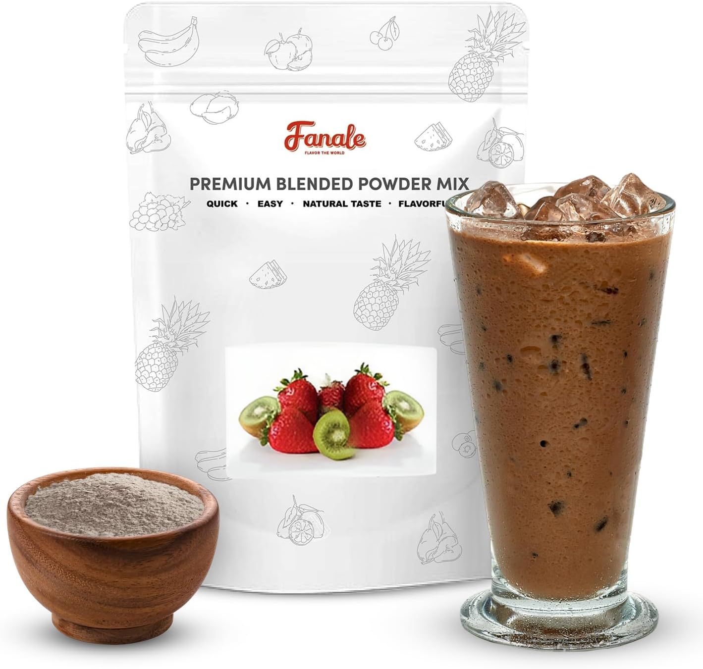 Fanale Premium Ice Mocha Bubble Tea Flavoring Powder | Perfect for Baking, Smoothies, Desserts and Drinks | Instant Flavoring Powder for Boba Milk Tea - 2.2 Pounds (Pack of 20)