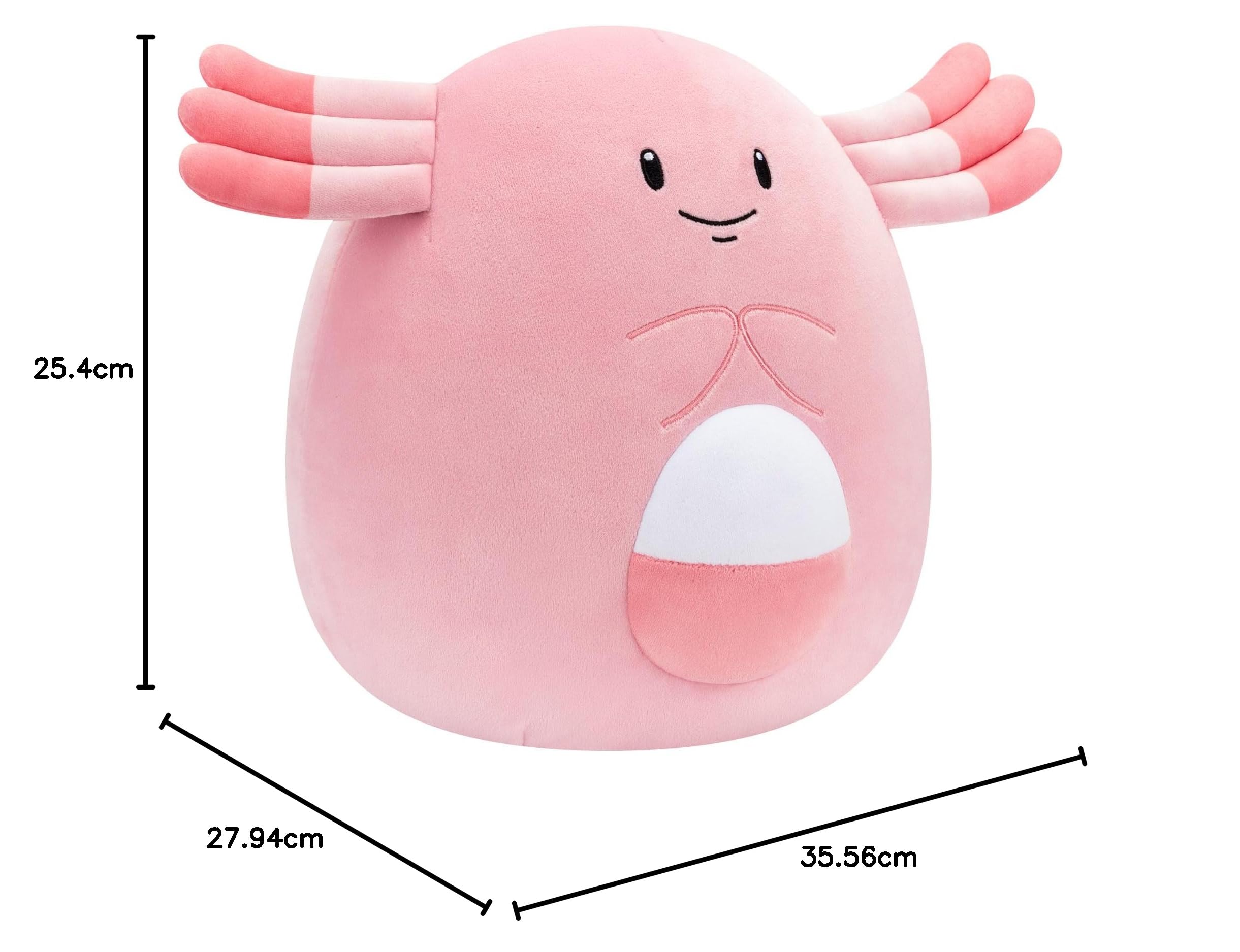Pokemon Squishmallows - 25 cm Chansey - 10" inch pink/white stuffed plush toy - official Pokémon toy for children 2+ years.