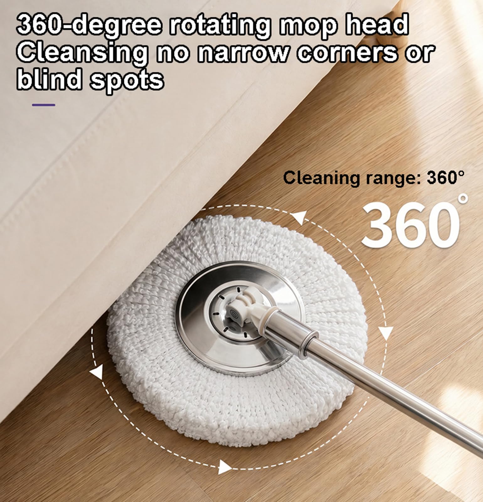 Juego de fregona giratoria de Microfibra y Cubo con Rueda | 4 cabezales de repuesto lavables, sistema de limpieza de pisos para madera, madera dura