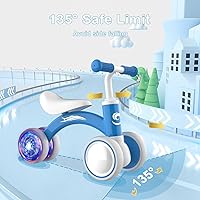 Vista 4 de Bicicleta de equilibrio para bebés con iluminación colorida, juguetes para niños y niñas de 1 año, bicicleta de equilibrio para niños pequeños de 10