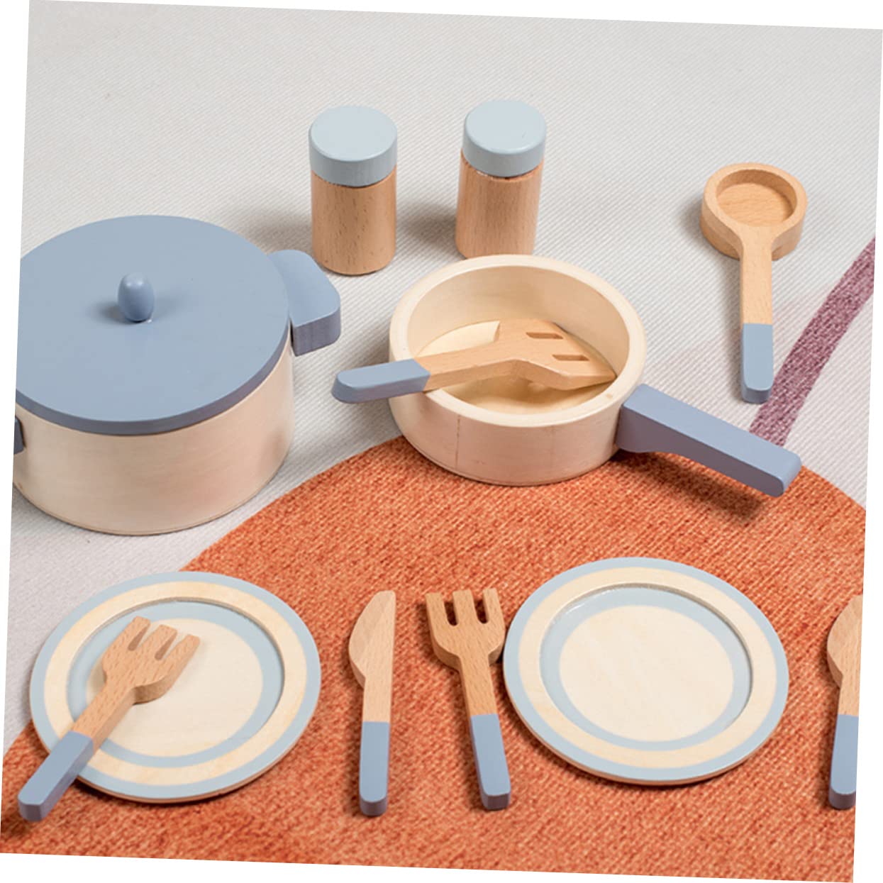 PartyKindom Cocina de Juguete de Madera para Niño Niña, Juego de Cocina Interactivo y Realista para Roles de Aprendizaje Temprano