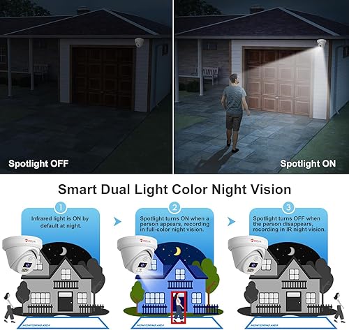 Miniatura 3 de Anpviz Cámara PoE IP 4K, cámara de seguridad PoE para exteriores con micrófono y altavoz incorporados, detección de vehículos humanos, visión