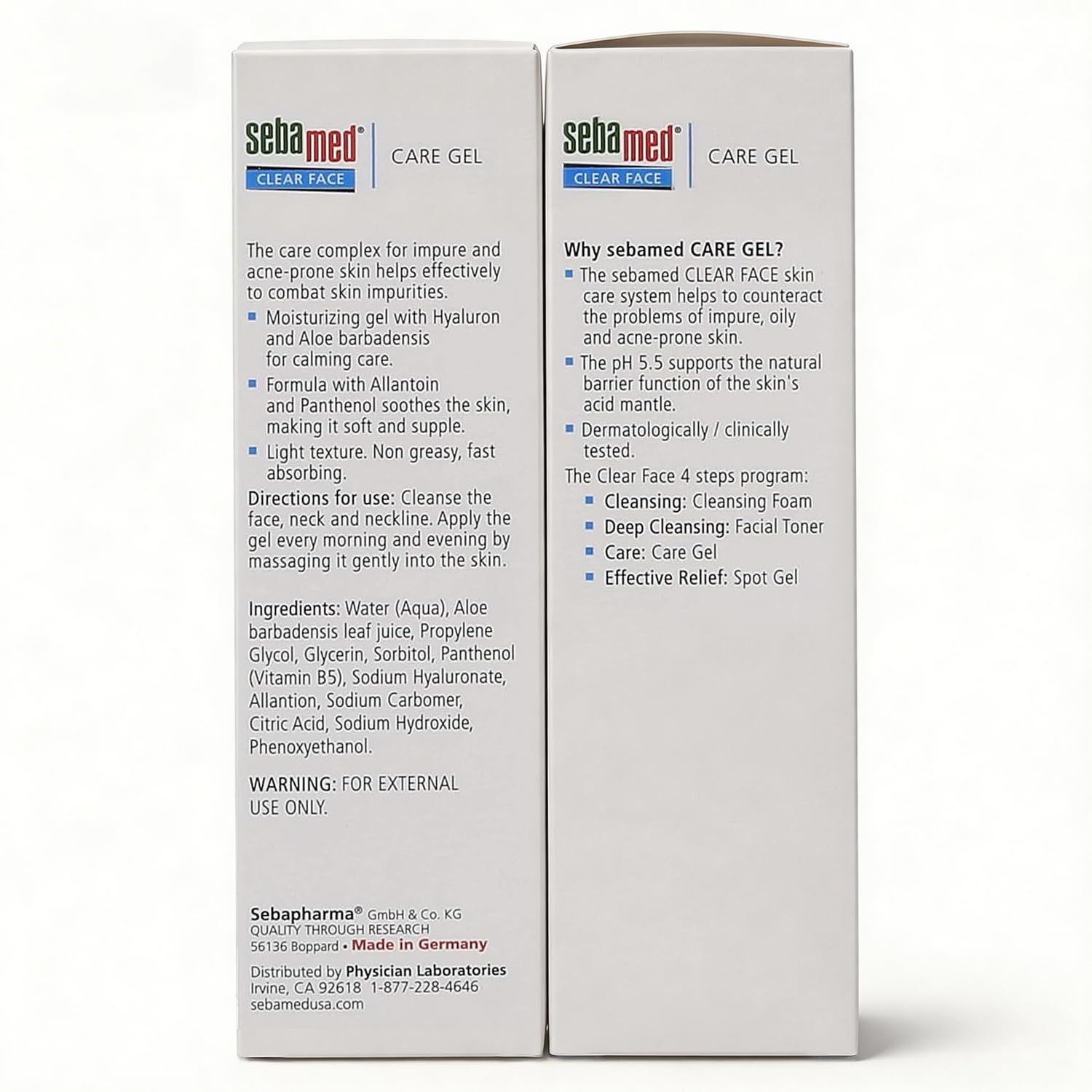 SEBAMED Clear Face Care Gel (50mL) with Aloe Vera and Hyaluronic Acid for Impure and Acne Prone Skin - Made in Germany - Pack of 2