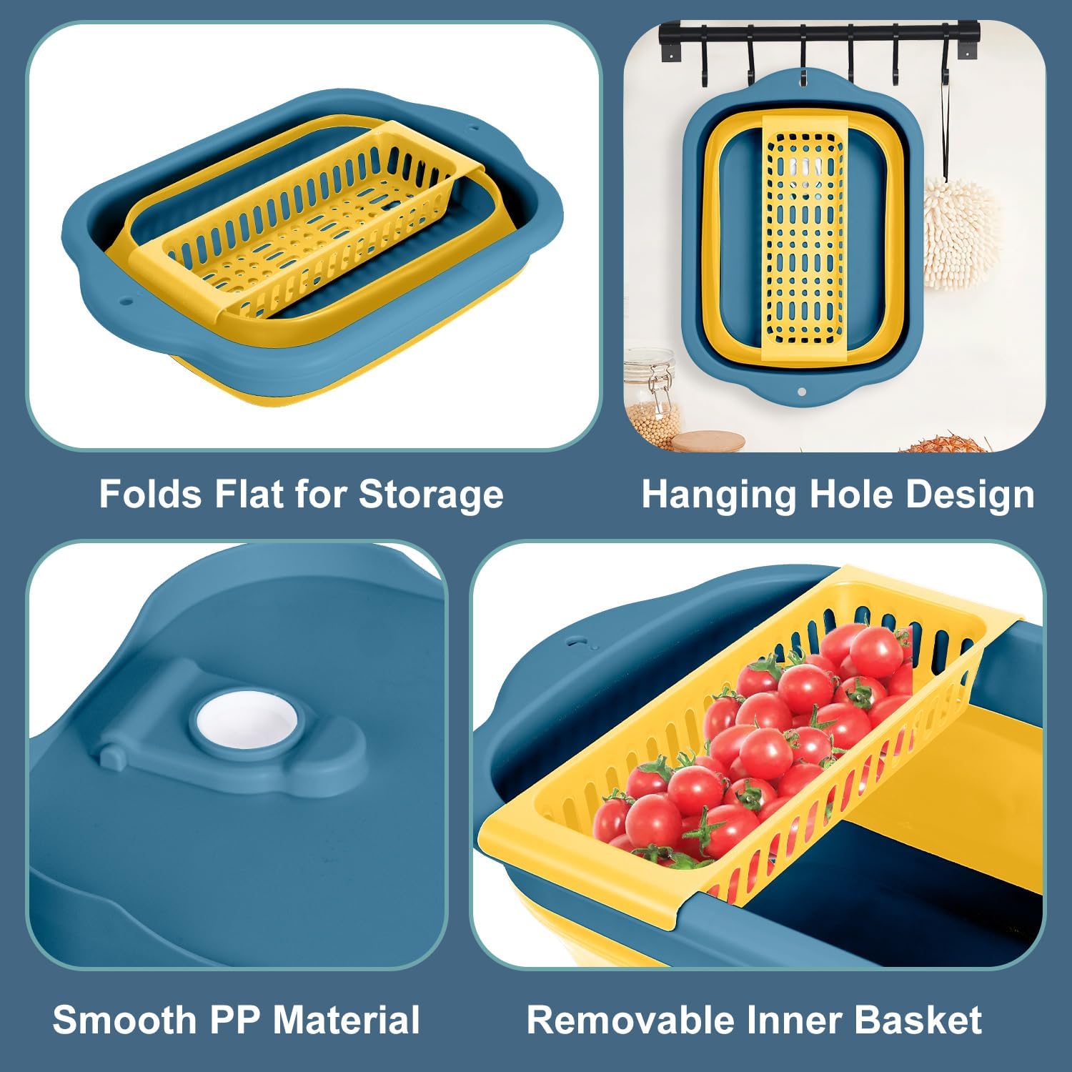 2Pack Collapsible Dish Basin with Drain Plug and Portable Sink, 11L(2.91 Gallon) Collapsible Bucket with Sink, Foldable Wash Basin for Station Campin/Camping/Rv/Kitchen (Green and Yellow)