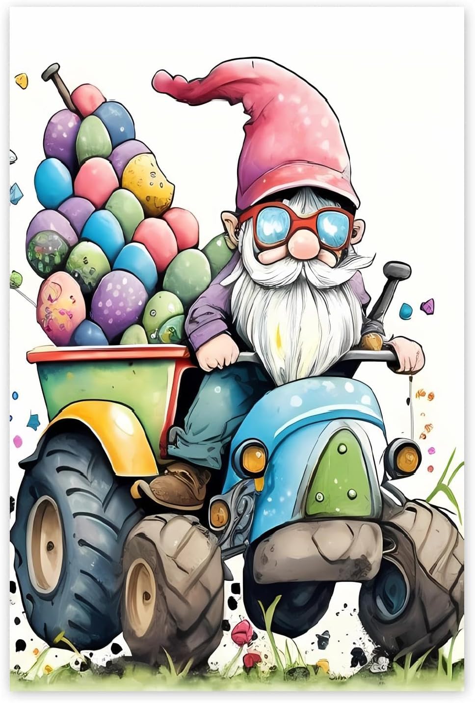 Worihut 5D DIY Diamond Painting by Number Kits Full Drilled Round Home Decor Painting Cross Stitch Embroidery Gnome for Adults 20x24 Inch